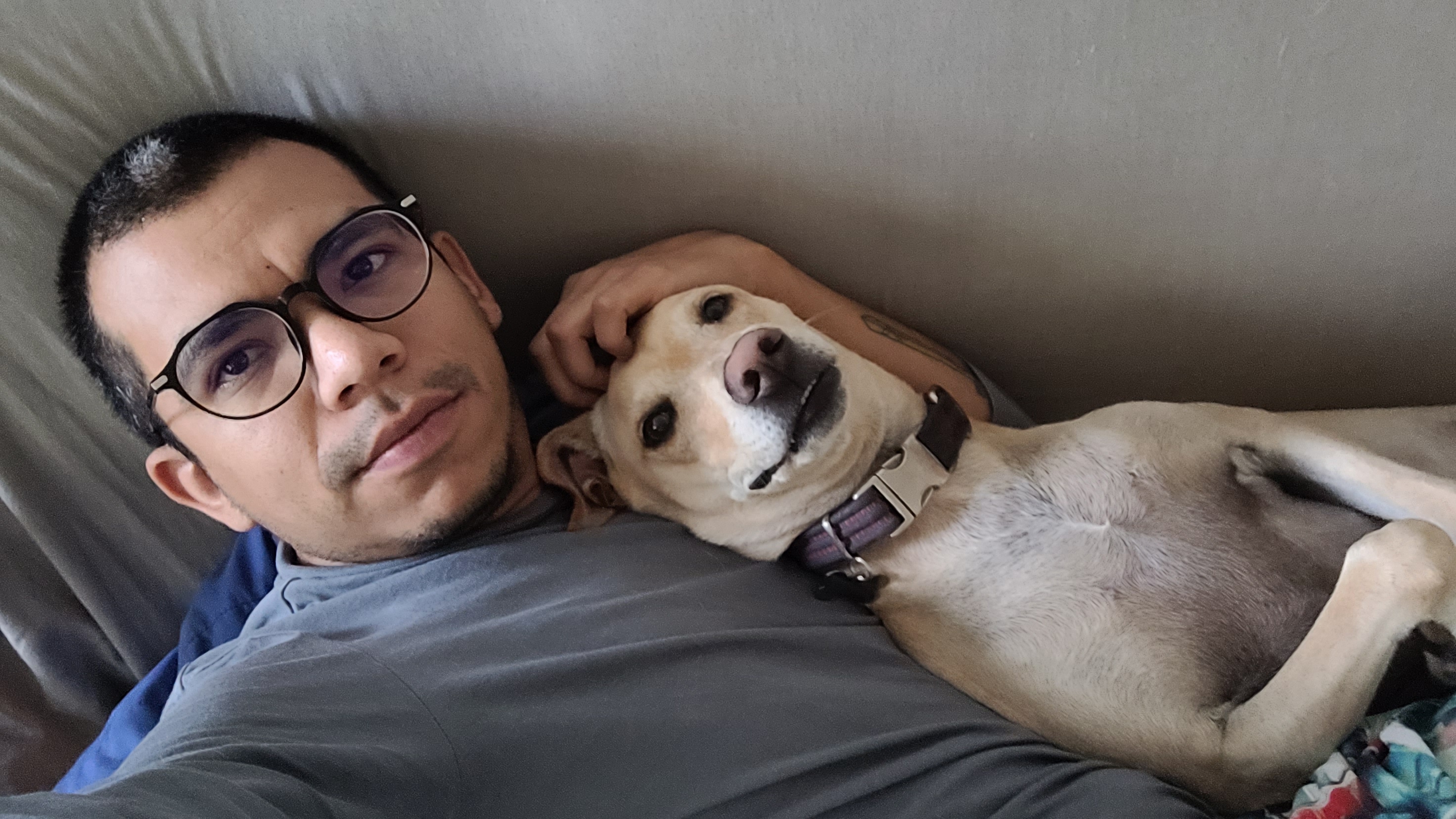 Bruno cuddling with family